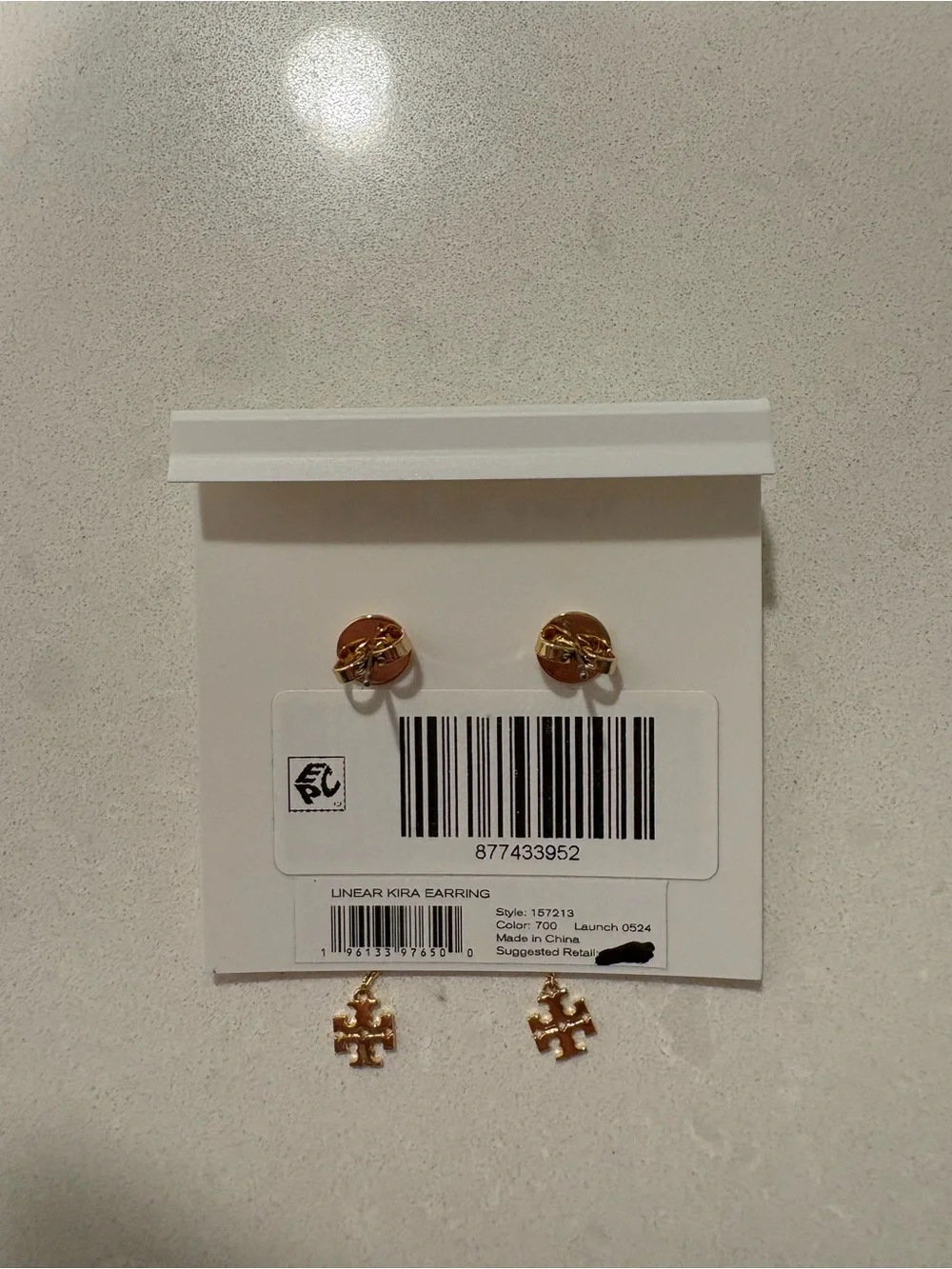 Tory Burch Gold Linear Kira Drop Earrings - Picture 4 of 6